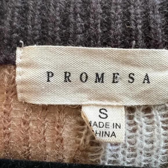 Patchwork Floral Cropped Sweater Neutral Boho Cottagecore Crewneck Small - Picture 3 of 5